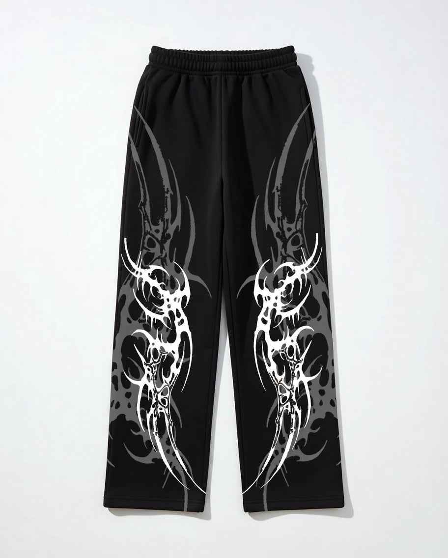 Feather Wings Chaos Baggy Sweatpants – Black Heavyweight Cotton