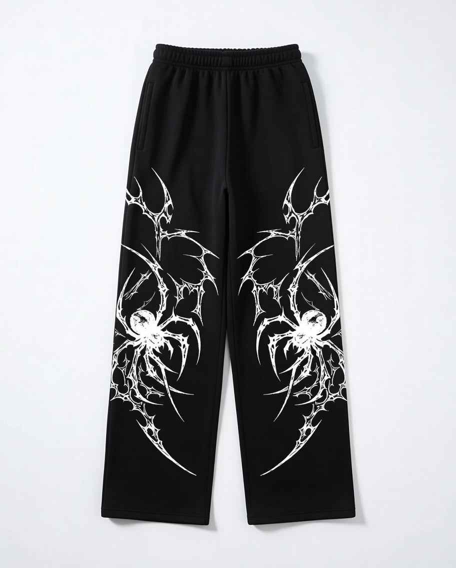 Feather Wings Spider Baggy Sweatpants – Black Heavyweight Cotton