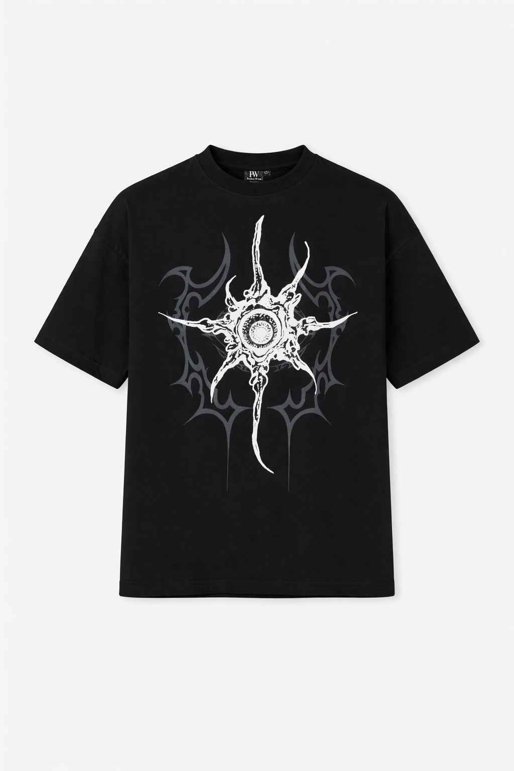 Feather Wings Abyss T-Shirt – Black color 100% Cotton