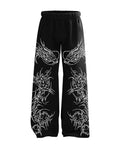 Feather Wings Dragon Baggy Sweatpants – Black Heavyweight Cotton