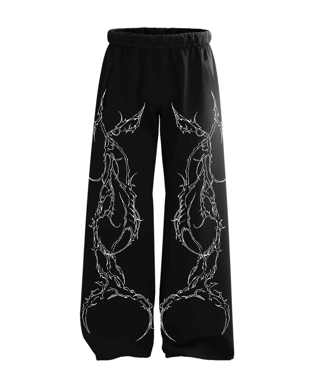 Feather Wings Claw Baggy Sweatpants – Black color 100% Cotton