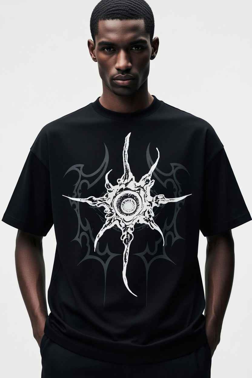 Feather Wings Abyss T-Shirt – Black color 100% Cotton
