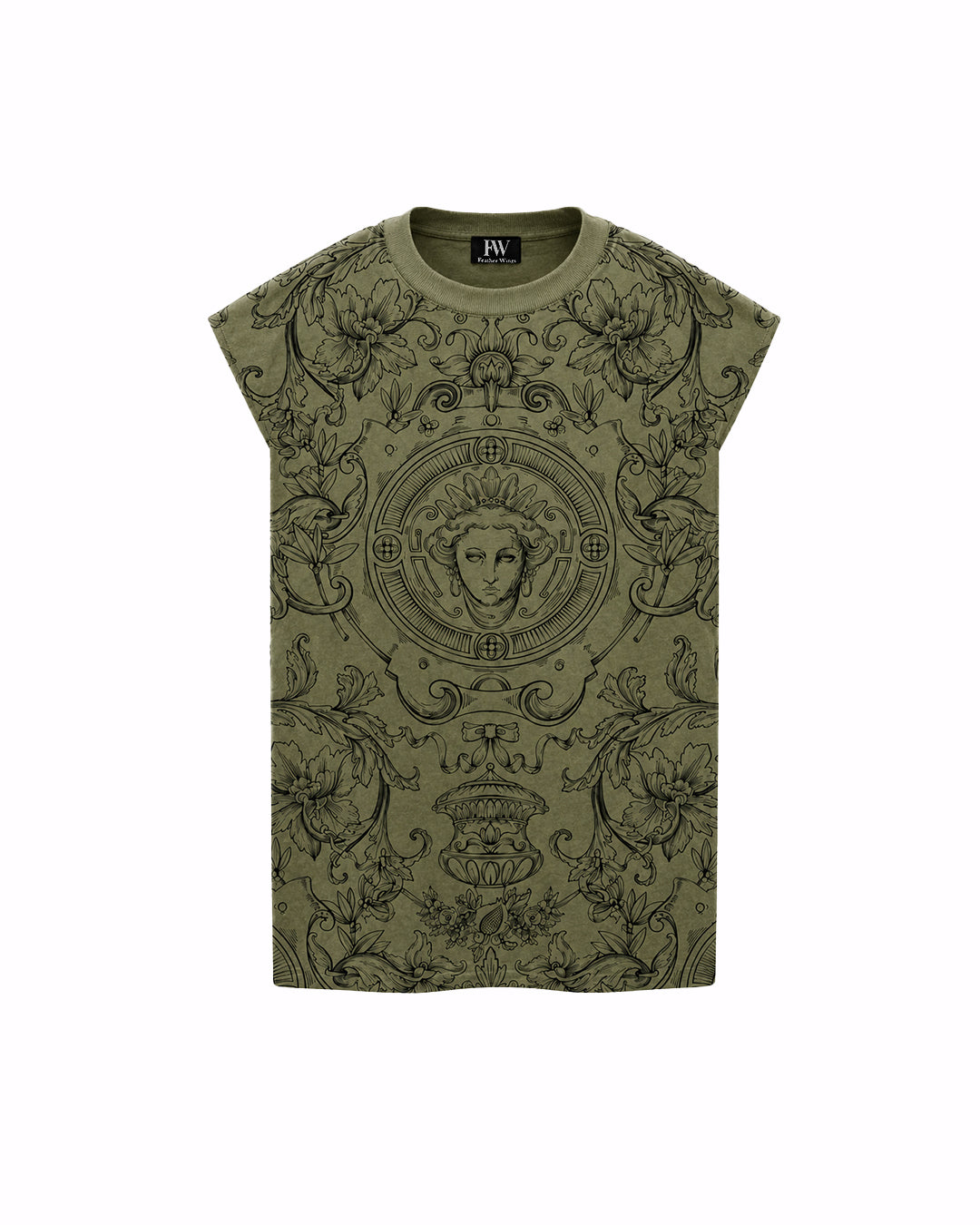 Baroque Musk Sleeveless Oversized Graphic T-Shirt