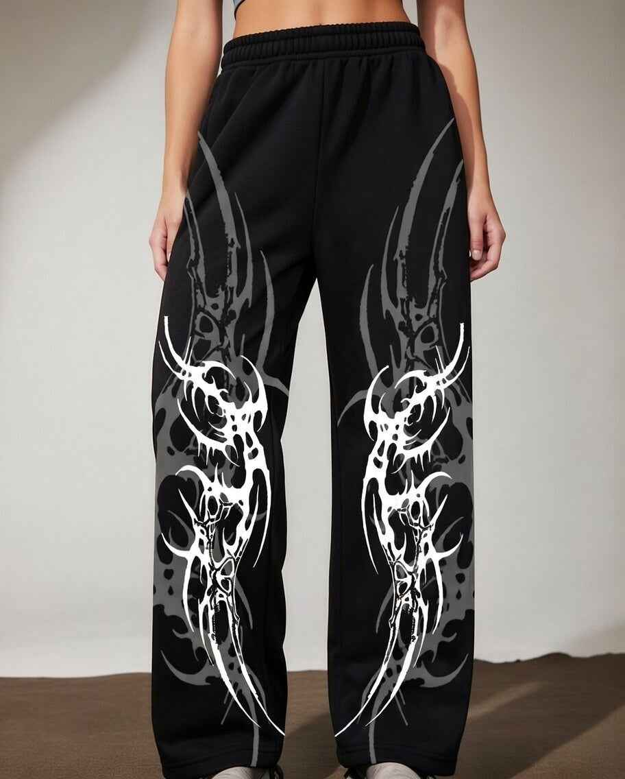 Feather Wings Chaos Baggy Sweatpants – Black Heavyweight Cotton