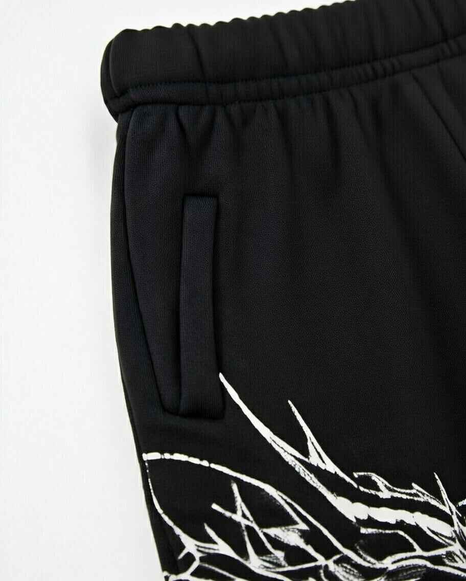 Feather Wings Dragon Baggy Sweatpants – Black Heavyweight Cotton