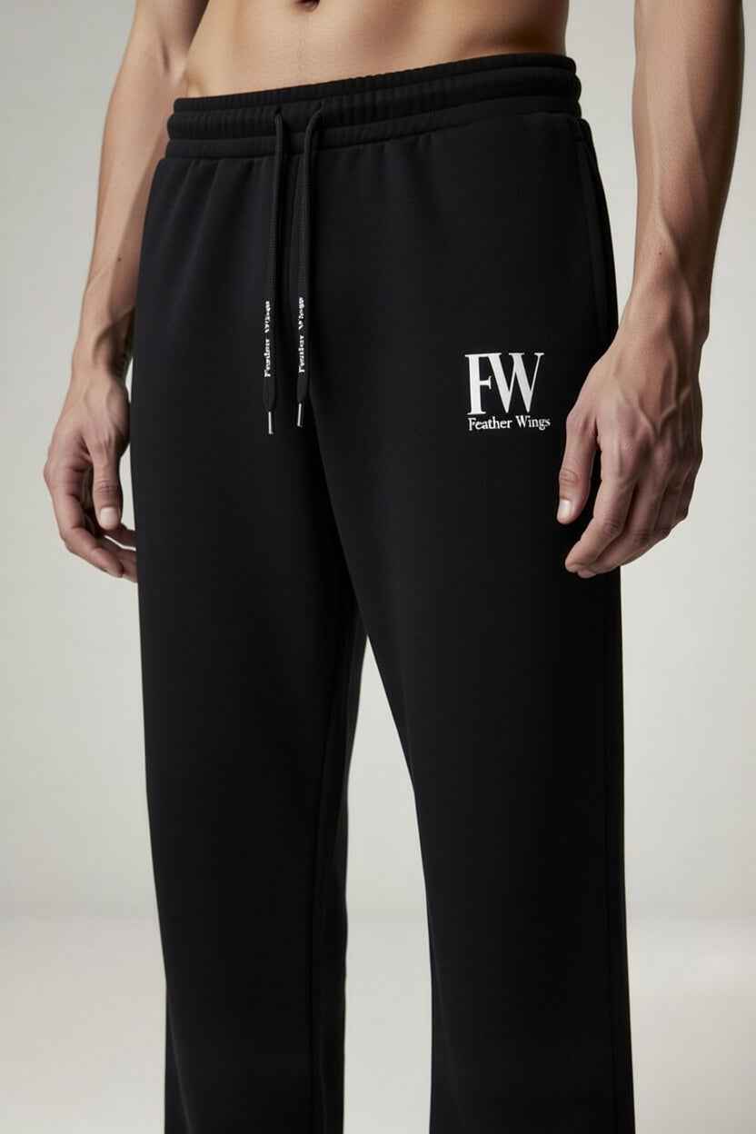 Feather Wings Black Baggy Sweatpants – Heavyweight Organic Cotton