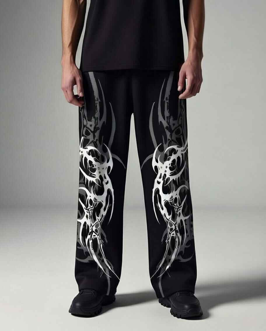 Feather Wings Chaos Baggy Sweatpants – Black Heavyweight Cotton