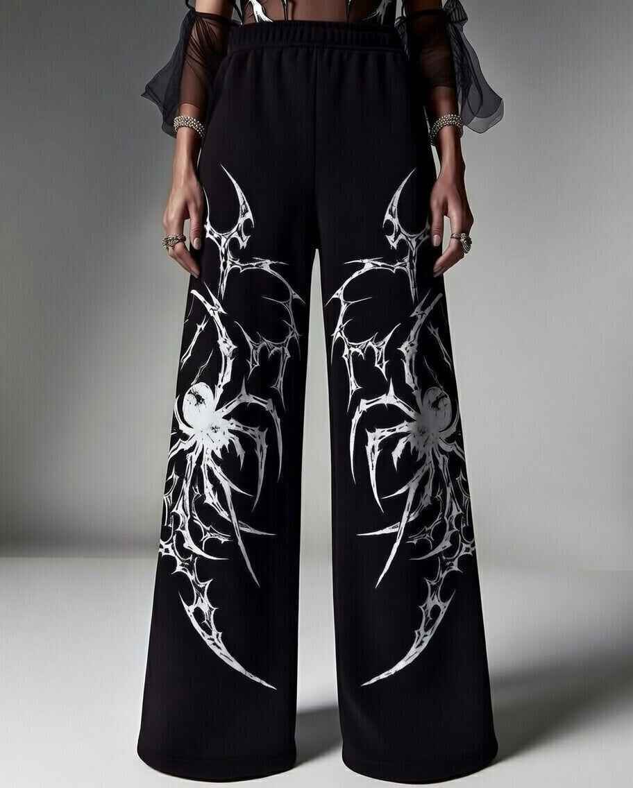 Feather Wings Spider Baggy Sweatpants – Black Heavyweight Cotton