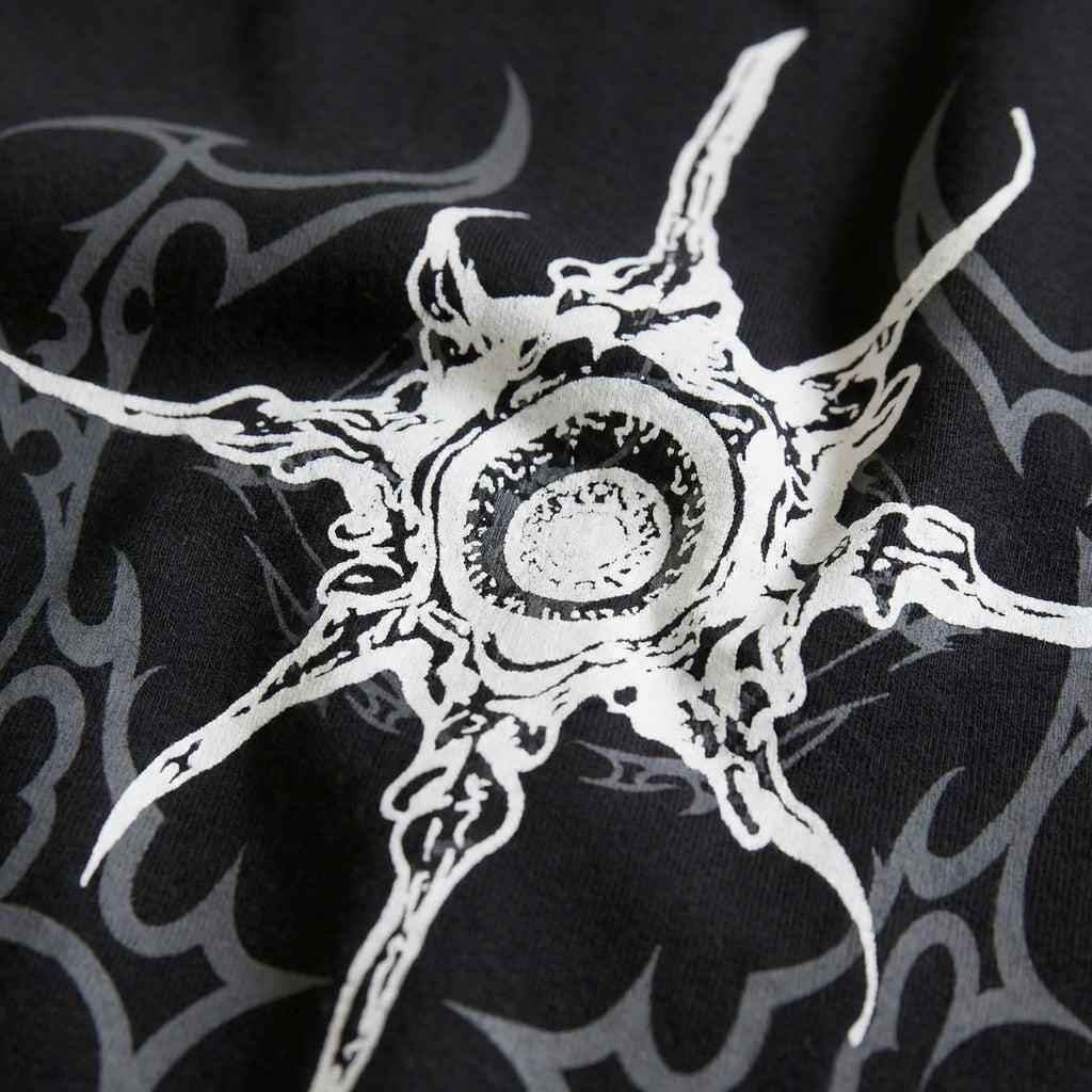 feather wings Abyss T-Shirt 100% Organic Heavyweight Cotton fabric close up