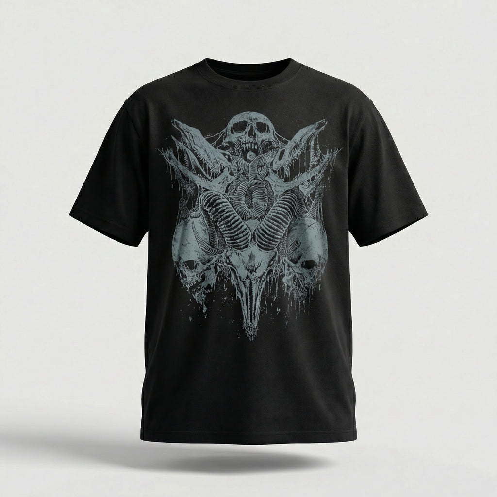 Abyss horn-skull T-Shirt 100% Organic Heavyweight Cotton