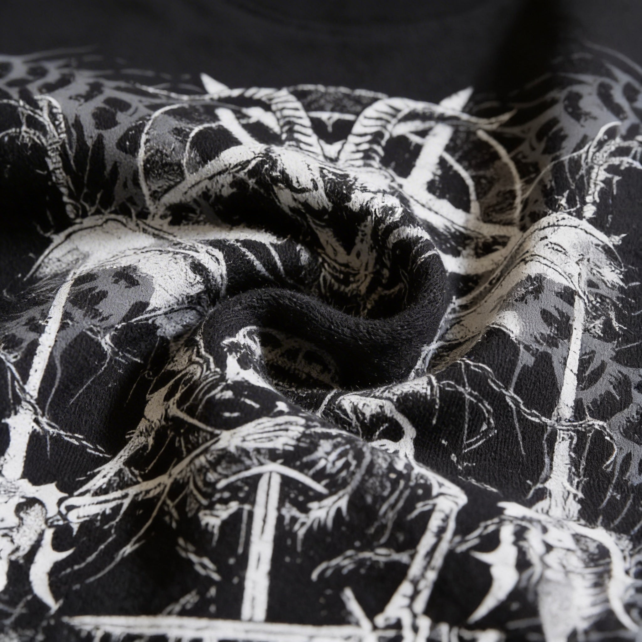 Demonic t-shirt 100% Organic Heavyweight Cotton closeup fabric